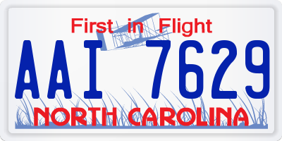 NC license plate AAI7629