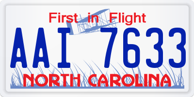 NC license plate AAI7633