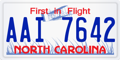 NC license plate AAI7642
