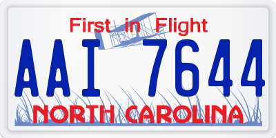 NC license plate AAI7644
