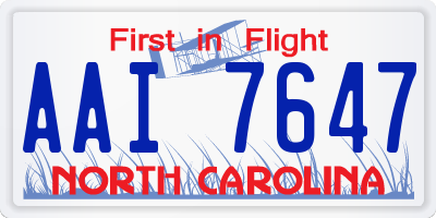 NC license plate AAI7647