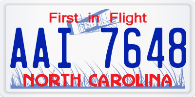NC license plate AAI7648