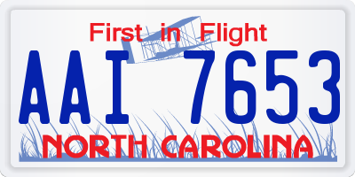 NC license plate AAI7653