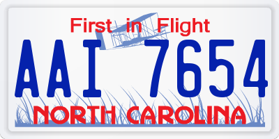 NC license plate AAI7654