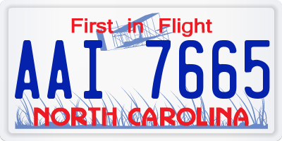 NC license plate AAI7665