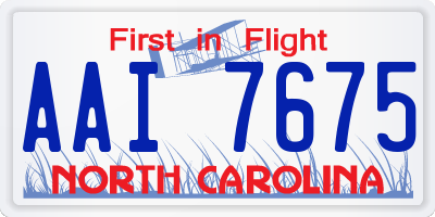 NC license plate AAI7675