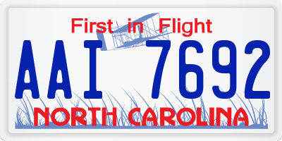NC license plate AAI7692
