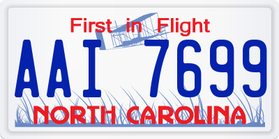 NC license plate AAI7699