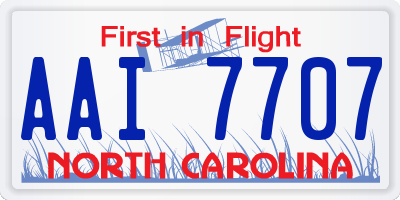 NC license plate AAI7707