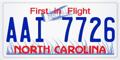 NC license plate AAI7726