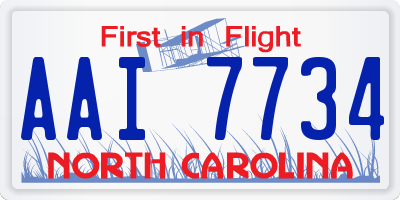 NC license plate AAI7734
