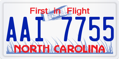 NC license plate AAI7755