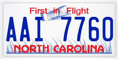 NC license plate AAI7760