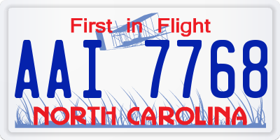NC license plate AAI7768