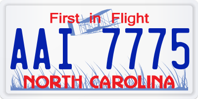 NC license plate AAI7775
