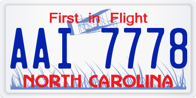 NC license plate AAI7778
