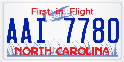 NC license plate AAI7780