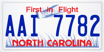 NC license plate AAI7782