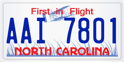 NC license plate AAI7801