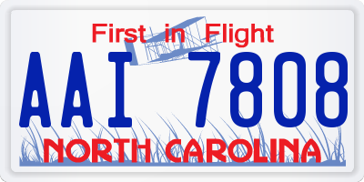 NC license plate AAI7808
