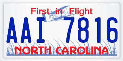 NC license plate AAI7816