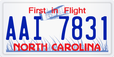 NC license plate AAI7831