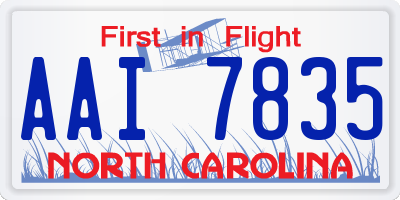 NC license plate AAI7835