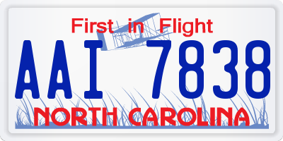 NC license plate AAI7838