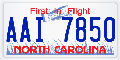 NC license plate AAI7850