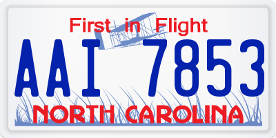 NC license plate AAI7853