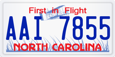 NC license plate AAI7855