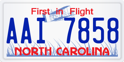 NC license plate AAI7858