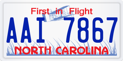 NC license plate AAI7867