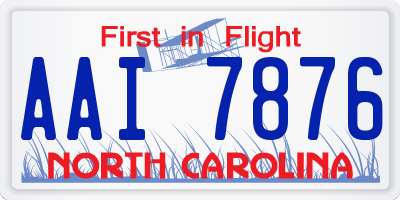 NC license plate AAI7876