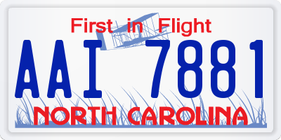 NC license plate AAI7881