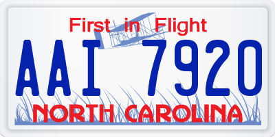 NC license plate AAI7920