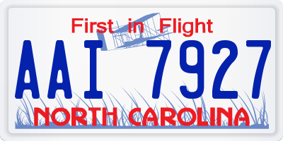 NC license plate AAI7927