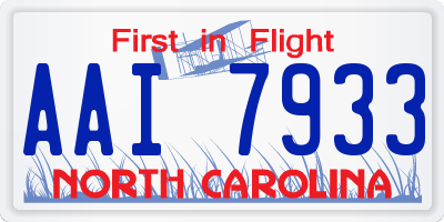 NC license plate AAI7933