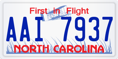 NC license plate AAI7937