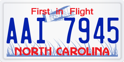 NC license plate AAI7945