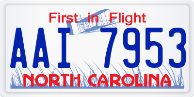 NC license plate AAI7953