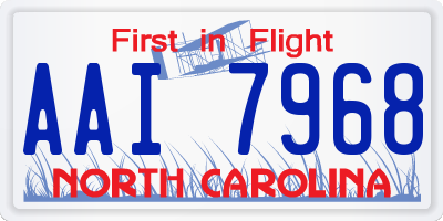 NC license plate AAI7968