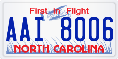 NC license plate AAI8006