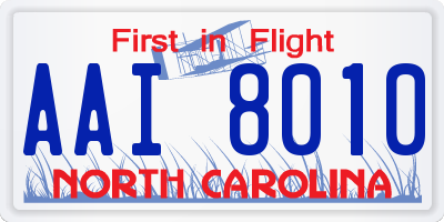 NC license plate AAI8010
