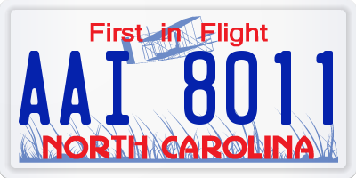 NC license plate AAI8011
