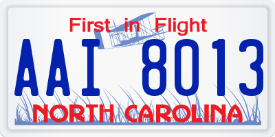 NC license plate AAI8013