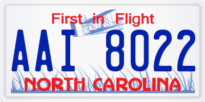 NC license plate AAI8022