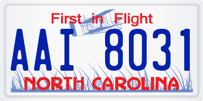 NC license plate AAI8031