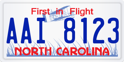 NC license plate AAI8123
