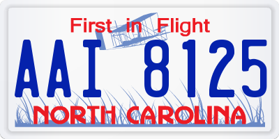 NC license plate AAI8125